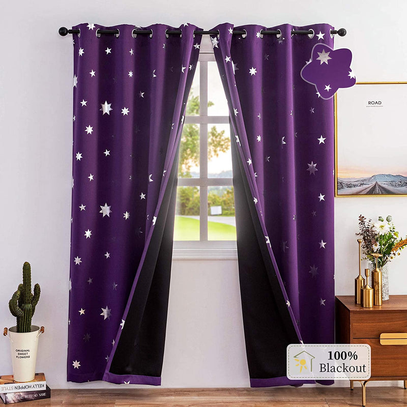 Lofus Thermal Insulated Blackout Curtains for Bedroom 3 Layer Full Room Darkening Noise Reducing Drapes with Black Liner and Grommet Top, 2 Panels,Pink,52 X 45 Inch Home & Garden > Decor > Window Treatments > Curtains & Drapes Lofus Purple-7 W52*L63 