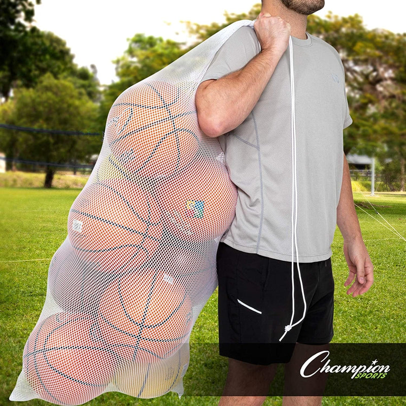 Champion Sports Mesh Sports Equipment Bag, Black, 24X48 Inches - Multipurpose, Nylon Drawstring Bag with Lock and ID Tag for Balls, Beach, Laundry Home & Garden > Household Supplies > Storage & Organization Champion Sports   