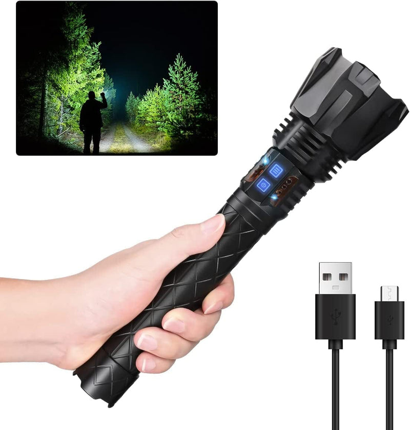 Chanarily Rechargeable Spotlight Flashlight High Lumens, 100000 Lumens Super Bright Led Searchlight,4 Modes Waterproof Handheld Spotlight with Tripod and USB Output for Working or Emergency (Black) Home & Garden > Lighting > Flood & Spot Lights Chanarily Handheld-XHP160.5  