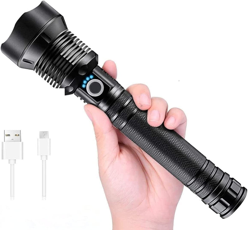 Chanarily Rechargeable Spotlight Flashlight High Lumens, 100000 Lumens Super Bright Led Searchlight,4 Modes Waterproof Handheld Spotlight with Tripod and USB Output for Working or Emergency (Black) Home & Garden > Lighting > Flood & Spot Lights Chanarily Handheld  