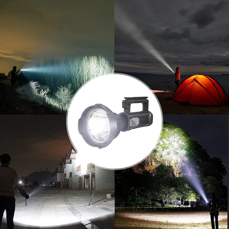 Chanarily Rechargeable Spotlight Flashlight High Lumens, 100000 Lumens Super Bright Led Searchlight,4 Modes Waterproof Handheld Spotlight with Tripod and USB Output for Working or Emergency (Black) Home & Garden > Lighting > Flood & Spot Lights Chanarily   