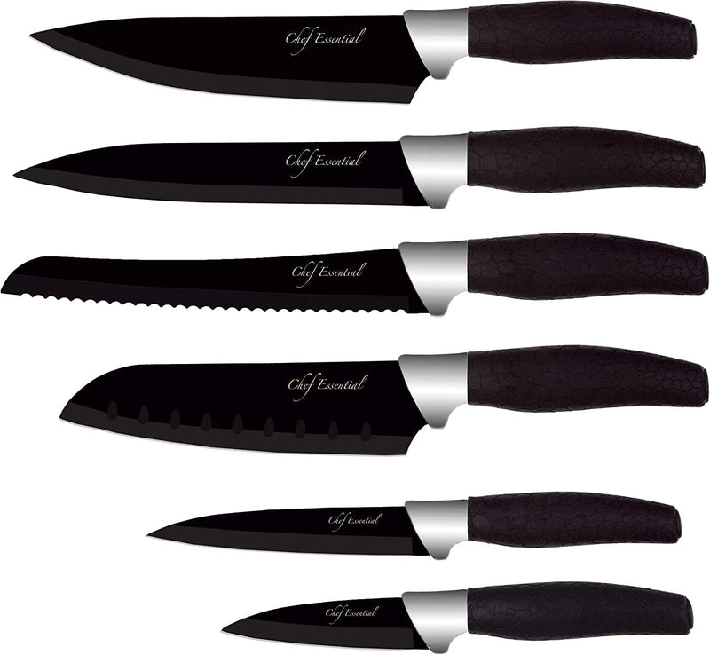 Chef Essential 6 Piece Knife Set with Matching Sheaths, Solid White Home & Garden > Kitchen & Dining > Kitchen Tools & Utensils > Kitchen Knives Chef Essential Solid Black Set  