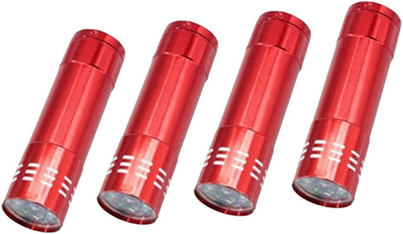 Cheungyee Pack of 4 Small 9 LED Torche Flashlight, 300 Lumens Super Bright Mini Torch Flashlight, Adjustable Focus for Camping, Hiking, Gift (Colour Red) Hardware > Tools > Flashlights & Headlamps > Flashlights CheungYee Red Mini 