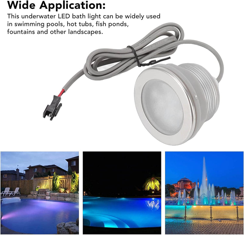 CHICIRIS LED Pool Lights, Underwater LED Lights, Underwater LED Bath Light Stainless Steel Colorful Frosted Submersible LED Pool Lights for Bathtubs Fish Pond Home & Garden > Pool & Spa > Pool & Spa Accessories CHICIRIS   