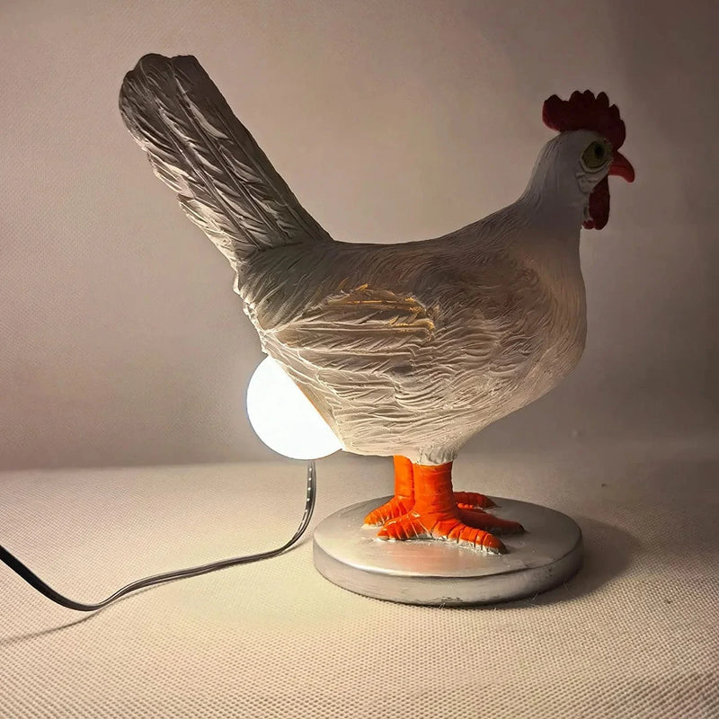 Chicken Egg Lamp Lifelike Resin Chicken Egg Lamp Light, Light-Up Easter Eggs Lamp 3D LED Night Lights, the Chicken Lays a Glowing Egg with USB Light (White, One Size) Home & Garden > Lighting > Night Lights & Ambient Lighting Generic   