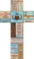 Christians Cross Wall Decor Faith Biblical Verse Wooden Crosses Table Centerpieces Farmhouse Wall Sign for Home Easter Party Indoor Outdoor Decorations 10.6 X 6.1 Inch (Classic Style) Home & Garden > Decor > Seasonal & Holiday Decorations Jetec Delicate Style  