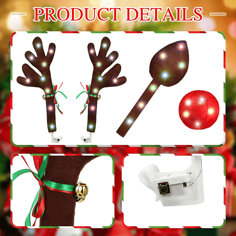Christmas Car Antler with LED Light, Reindeer Christmas Antlers Car Kit with LED Lights, Reindeer Car Kit Antlers, Nose, Tail, Top & Grille Rudolph Reindeer Jingle Bell Christmas Decorations for Car Home & Garden > Decor > Seasonal & Holiday Decorations& Garden > Decor > Seasonal & Holiday Decorations Frienda   