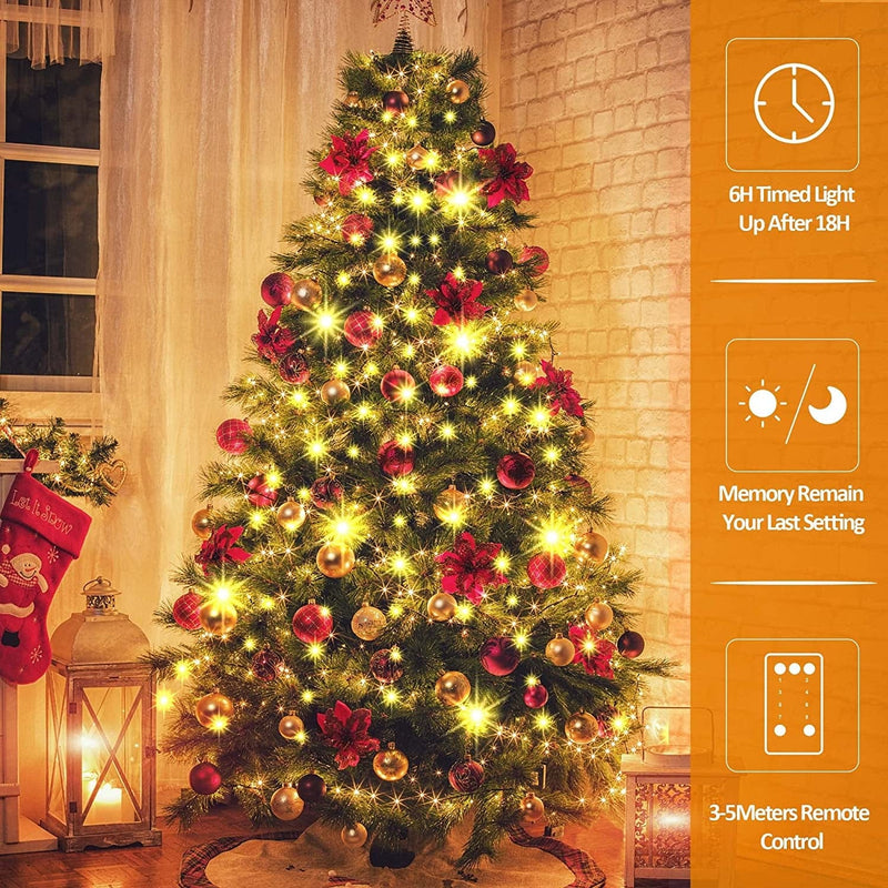 Christmas Decorations Tree Lights with Ring, 280 Leds Christmas Lights for Indoor&Outdoor with 8 Modes & Memory Functions, Waterproof 2M X 8 LED String Lights with Remote Control & Timing -Warm White Home & Garden > Lighting > Light Ropes & Strings young master   