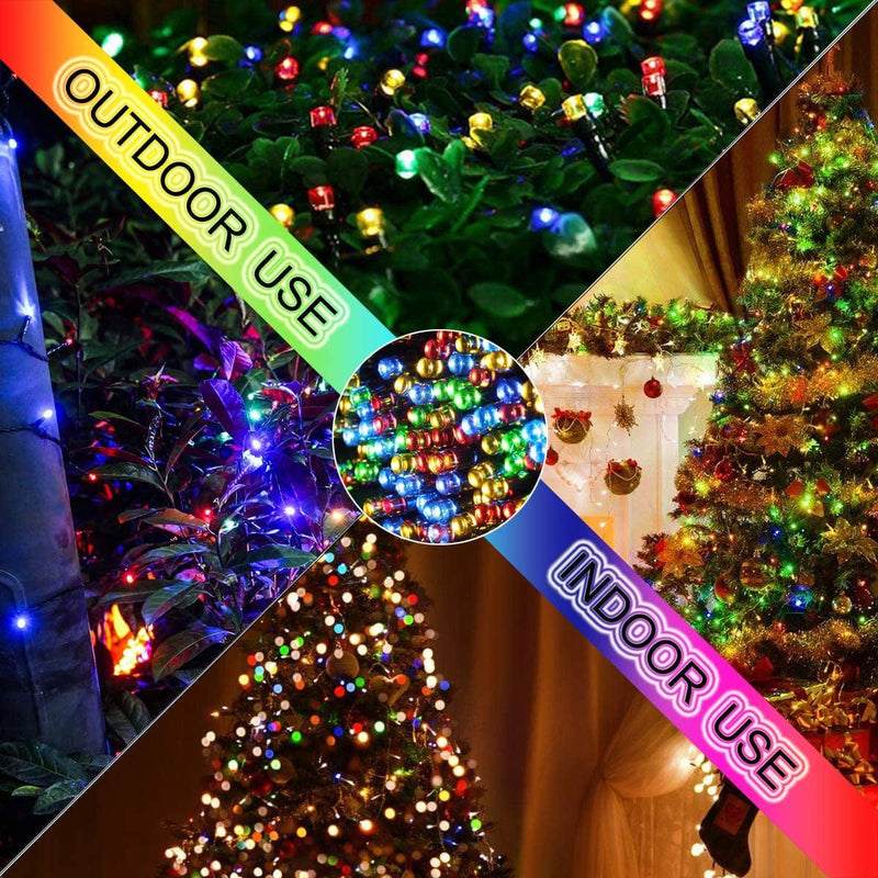 Christmas Indoor Tree Lights - 220 Leds 82Ft/25M Memory Function 8 Modes End-To-End Plug in Outdoor Waterproof Decorative Fairy Twinkle String Lights for Xmas Tree/Easter/Patio/Home/Room - Colorful
