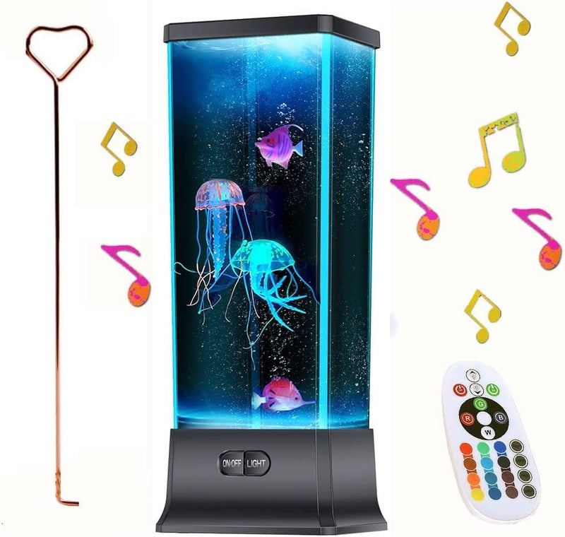 Christmas Lights Decorations Gift for Kids Men Women Birthday Holiday White Noise Electric Jellyfish Lava Lamp Aquarium Mood Night Light for Home Room Decor Home & Garden > Pool & Spa > Pool & Spa Accessories baihan Black with white noise  