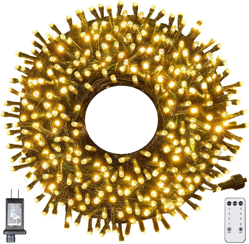 Christmas Lights Outdoor 108FT 300 LED String Lights with 8 Modes & Timer Remote, End to End Conectable, UL Listed, Green Wire Home & Garden > Lighting > Light Ropes & Strings SPIRIT STAR CHRISTMAS CENTER Warm White Green Wire 1 