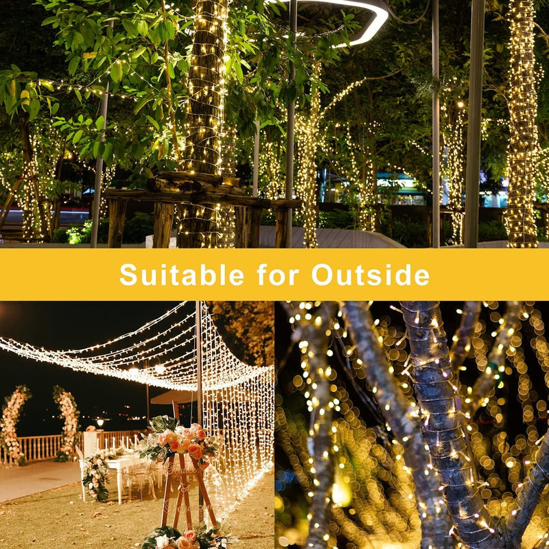 Christmas Lights Outdoor 108FT 300 LED String Lights with 8 Modes & Timer Remote, End to End Conectable, UL Listed, Green Wire