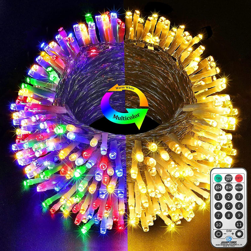 Christmas Lights Outdoor Color Changing 500Leds 197Ft String Lights with Remote Warm White to Multicolor Fairy Lights 11 Modes Plug in LED String Lights for Xmas Tree Room Wedding Holiday Decorations Home & Garden > Lighting > Light Ropes & Strings Linhai Baoguang Lighting Co., Ltd Warm White to Multicolor 720 LED 328ft 