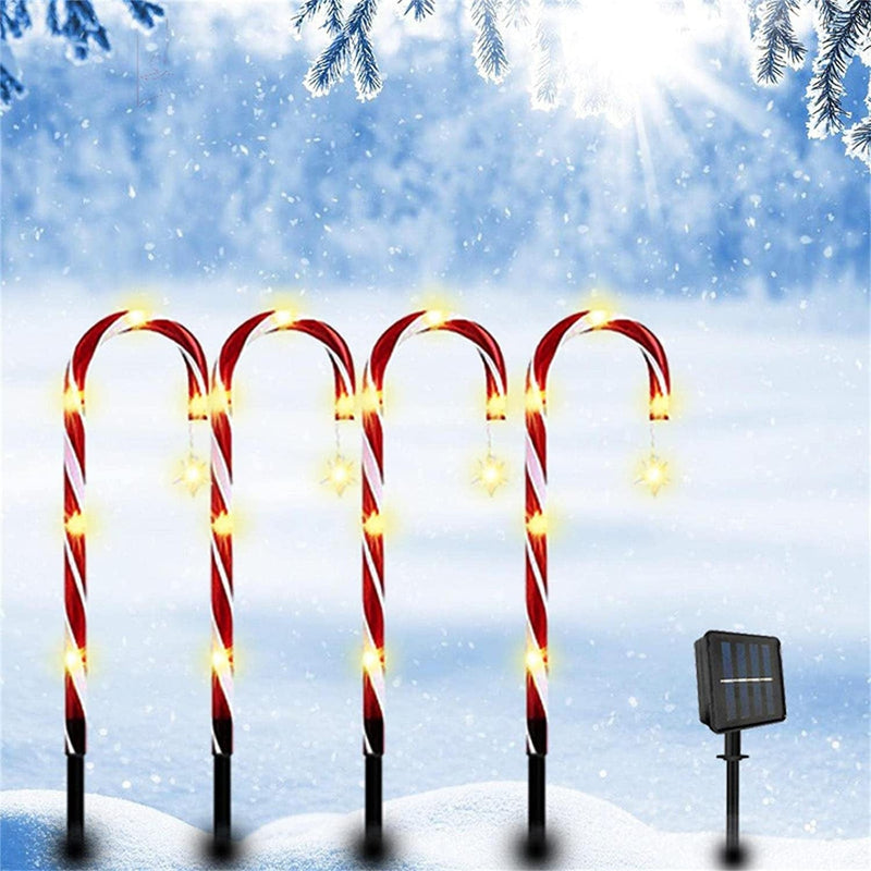 Christmas Outdoor Decorations - Solar Energy/Battery Christmas Candy Crutch Ground Lamps, a Set of Outdoor Garden Plug-In Candy Lawns Landscapes Christmas Lights Ornament (10Pcs-Solar Model) Home & Garden > Lighting > Lamps ZJY Christmas Decorations 4pcs-solar Model  