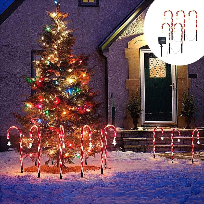 Christmas Outdoor Decorations - Solar Energy/Battery Christmas Candy Crutch Ground Lamps, a Set of Outdoor Garden Plug-In Candy Lawns Landscapes Christmas Lights Ornament (10Pcs-Solar Model) Home & Garden > Lighting > Lamps ZJY Christmas Decorations 5pcs-solar Model  