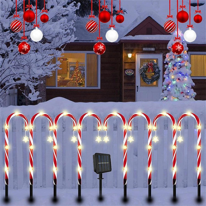 Christmas Outdoor Decorations - Solar Energy/Battery Christmas Candy Crutch Ground Lamps, a Set of Outdoor Garden Plug-In Candy Lawns Landscapes Christmas Lights Ornament (10Pcs-Solar Model) Home & Garden > Lighting > Lamps ZJY Christmas Decorations 10pcs-solar Model  