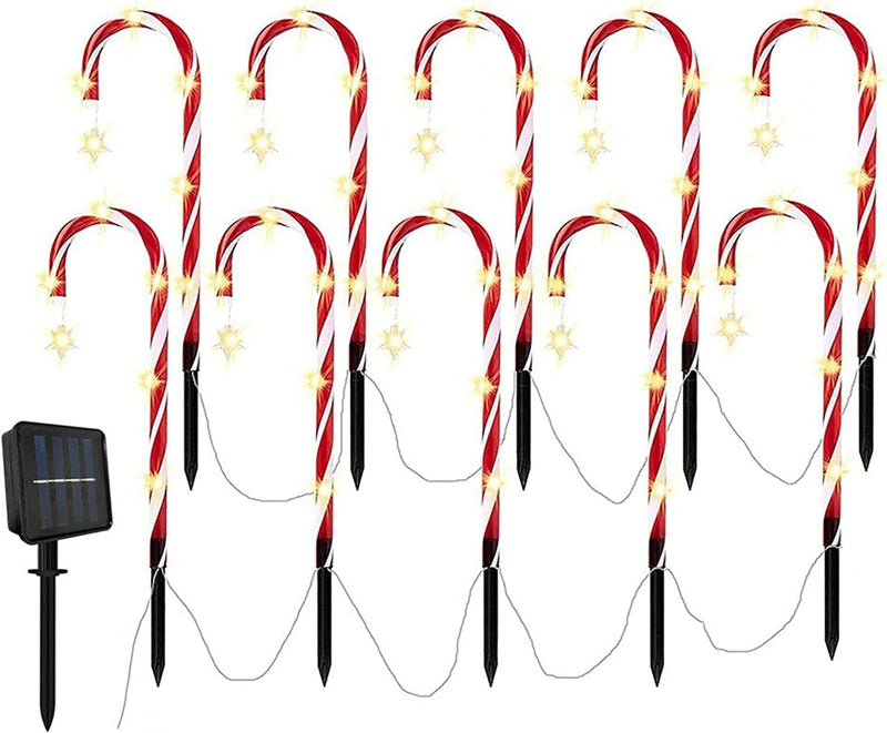 Christmas Outdoor Decorations - Solar Energy/Battery Christmas Candy Crutch Ground Lamps, a Set of Outdoor Garden Plug-In Candy Lawns Landscapes Christmas Lights Ornament (10Pcs-Solar Model) Home & Garden > Lighting > Lamps ZJY Christmas Decorations   