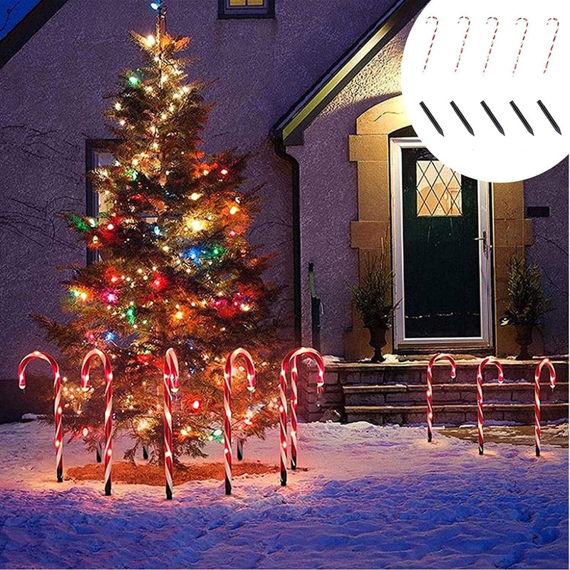 Christmas Outdoor Decorations - Solar Energy/Battery Christmas Candy Crutch Ground Lamps, a Set of Outdoor Garden Plug-In Candy Lawns Landscapes Christmas Lights Ornament (10Pcs-Solar Model) Home & Garden > Lighting > Lamps ZJY Christmas Decorations 5pcs-battery Model  