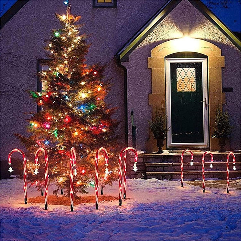 Christmas Outdoor Decorations - Solar Energy/Battery Christmas Candy Crutch Ground Lamps, a Set of Outdoor Garden Plug-In Candy Lawns Landscapes Christmas Lights Ornament (10Pcs-Solar Model) Home & Garden > Lighting > Lamps ZJY Christmas Decorations   