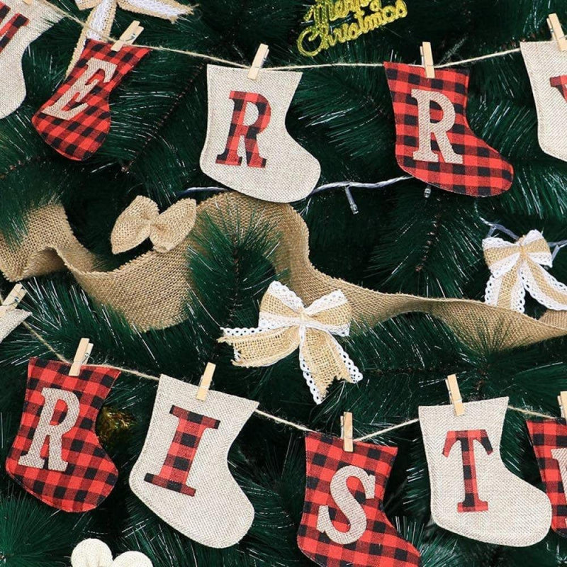 Christmas Sale! Merry Christmas Burlap Banner-Sock Shaped Christmas Decoration,Outdoor Indoor Hanging Decor,Rustic Christmas Decorations for Mantle Fireplace,Xmas Party Supplies Decoration Home Home & Garden > Decor > Seasonal & Holiday Decorations& Garden > Decor > Seasonal & Holiday Decorations CN   