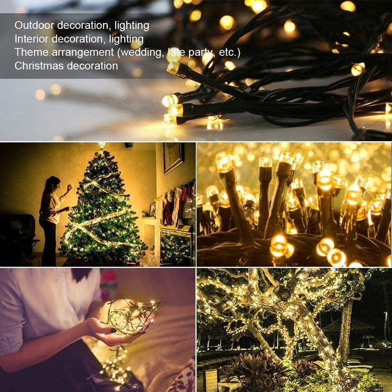 Christmas String Light Warm White 110 Leds 14M 46Ft 8 Modes Holiday Celebration, Waterproof End to End Expandable Plug in Outdoor Indoor Fairy Lights for Halloween Party Wedding Patio Trees Pub Home & Garden > Lighting > Light Ropes & Strings Kweida   
