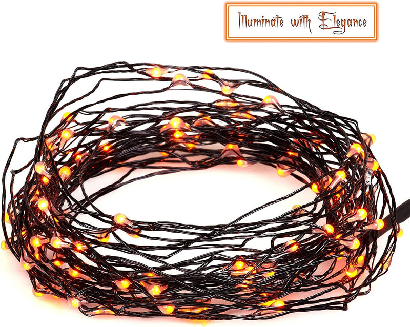 Christmas String Lights, 33 Ft / 10 M - 300 LED Orange Twinkle Firefly- Outdoor Winter Garden Indoor Spooky Decorations for Mini Bedroom, Wedding, Patio, Parties & Holidays - Easy Plug in Operated Home & Garden > Lighting > Light Ropes & Strings SCS Direct   