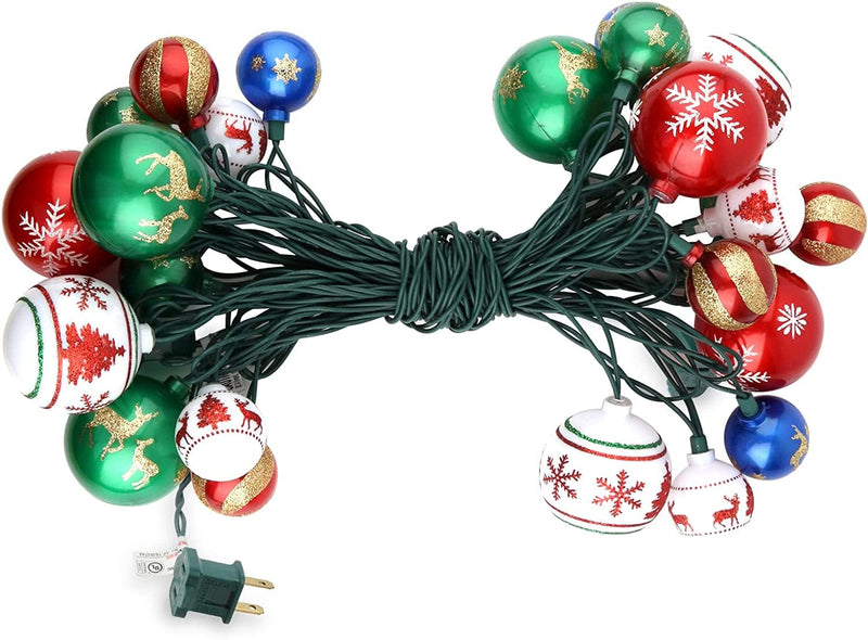Christmas Tree Ball Ornaments, 28Ft 25 Bulb Itayak Indoor Christmas Ball Lights, Outdoor String Lights Plug in End to End Expandable , Ornaments for Christmas Tree Decorations, Fireplace, Porch Wreath Home & Garden > Lighting > Light Ropes & Strings itayak   