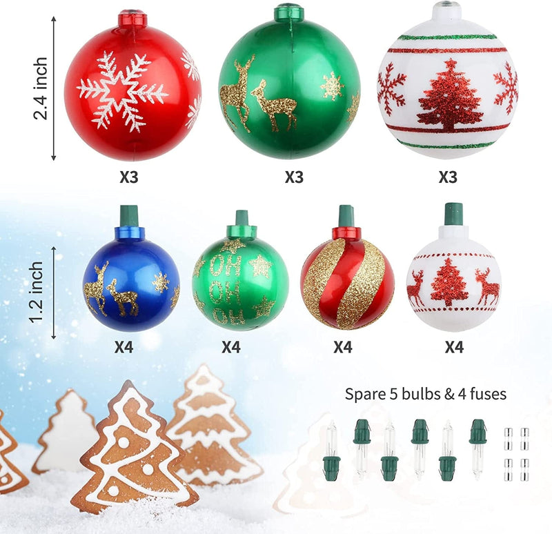 Christmas Tree Ball Ornaments, 28Ft 25 Bulb Itayak Indoor Christmas Ball Lights, Outdoor String Lights Plug in End to End Expandable , Ornaments for Christmas Tree Decorations, Fireplace, Porch Wreath Home & Garden > Lighting > Light Ropes & Strings itayak   