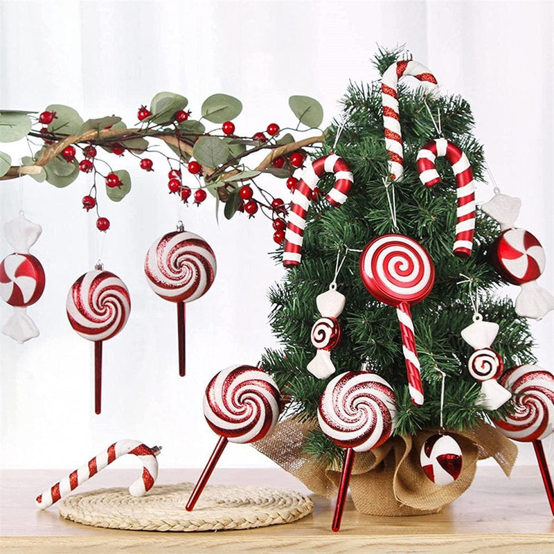 Christmas Tree Candy Cane Hanging Ornaments for Home Party Supplies , Peppermint Candy Lollipop , Christmas Tree Decorations Xmas Tree Pendant Ornament Set(4 PCS) Home & Garden > Decor > Seasonal & Holiday Decorations& Garden > Decor > Seasonal & Holiday Decorations tengfan   