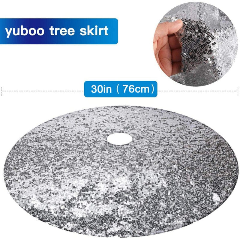 Christmas Tree Skirt,24/30/36/48" Sequin Double Layers Tree Mat Xmas Tree Decorations Home & Garden > Decor > Seasonal & Holiday Decorations > Christmas Tree Skirts Autmor 30" Silver 