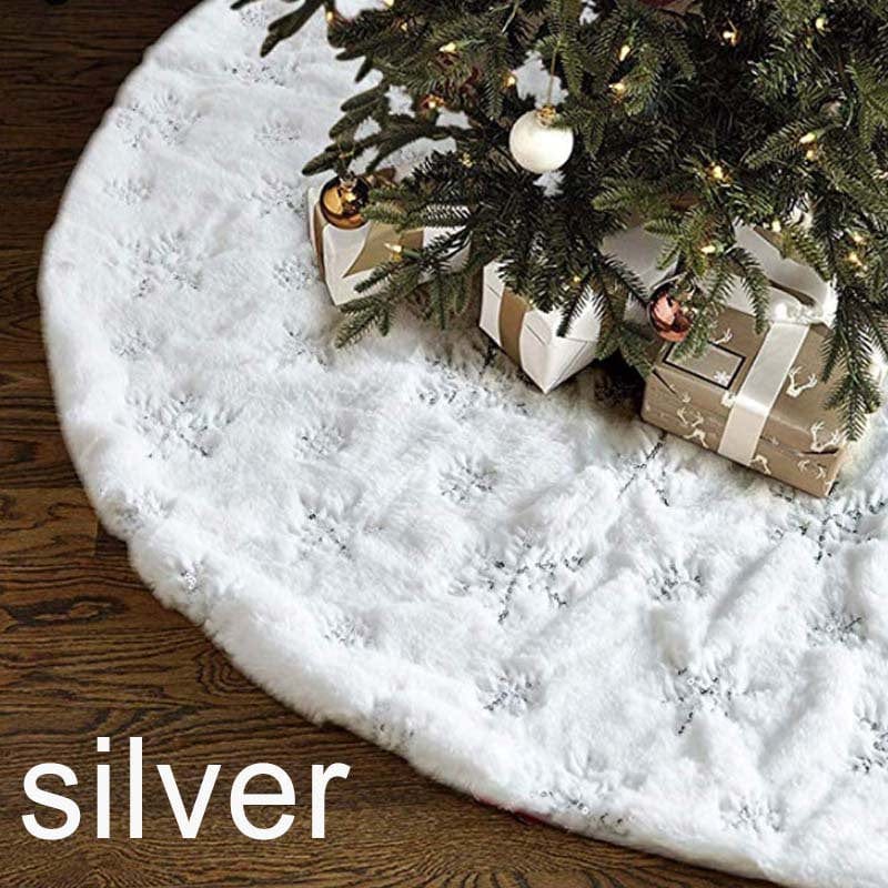 "Christmas Tree Skirt - Larger 30/35/48 Inch Snowflake Xmas Tree Skirt, Machine Wash and Dry Christmas Decorations Indoor"