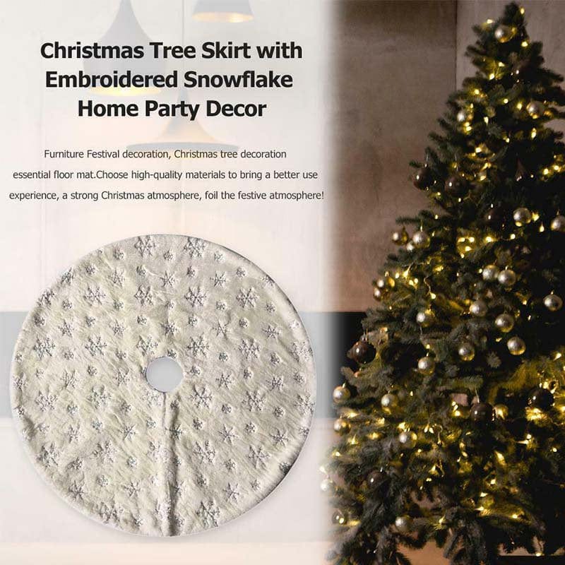 "Christmas Tree Skirt - Larger 30/35/48 Inch Snowflake Xmas Tree Skirt, Machine Wash and Dry Christmas Decorations Indoor"