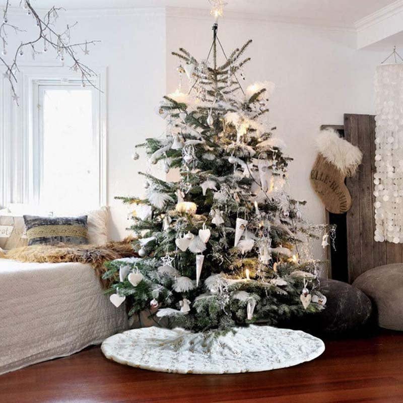 "Christmas Tree Skirt - Larger 30/35/48 Inch Snowflake Xmas Tree Skirt, Machine Wash and Dry Christmas Decorations Indoor" Home & Garden > Decor > Seasonal & Holiday Decorations > Christmas Tree Skirts Sportuli   