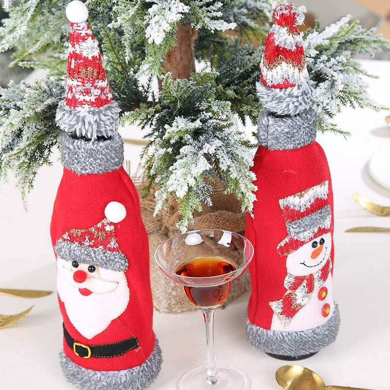 Christmas Wine Bottle Cover Christmas Theme Gifts, Handmade Wine Bottle Party Decorations 4 Pcs (Style-D) Home & Garden > Kitchen & Dining > Barware Youmay   