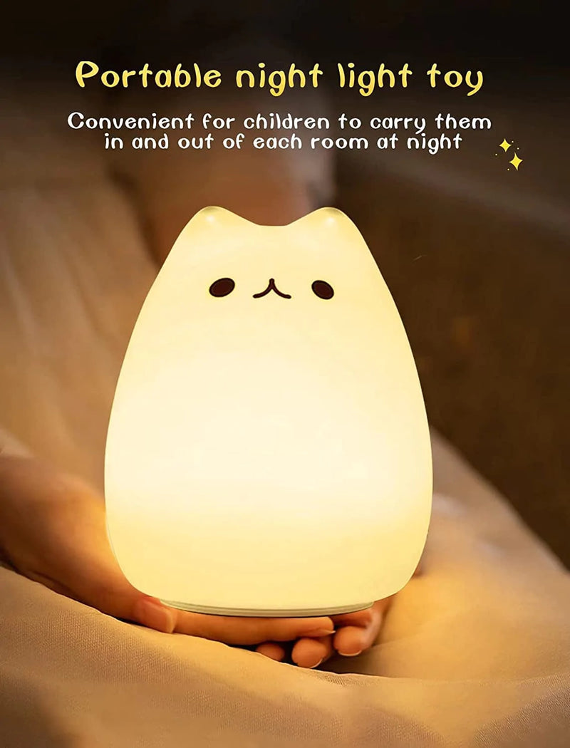 CHWARES Night Light for Kids, Cat Nursery Night Lights with Battery, 7 Color Table Lamp,Room Decor, USB Rechargeable, Cute LED Multicolor Gifts for Baby, Children, Toddlers, Teen Girls Home & Garden > Lighting > Night Lights & Ambient Lighting CHWARES   