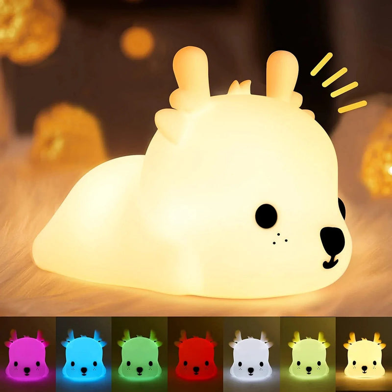 CHWARES Night Light for Kids, Cat Nursery Night Lights with Battery, 7 Color Table Lamp,Room Decor, USB Rechargeable, Cute LED Multicolor Gifts for Baby, Children, Toddlers, Teen Girls Home & Garden > Lighting > Night Lights & Ambient Lighting CHWARES Cute Deer  