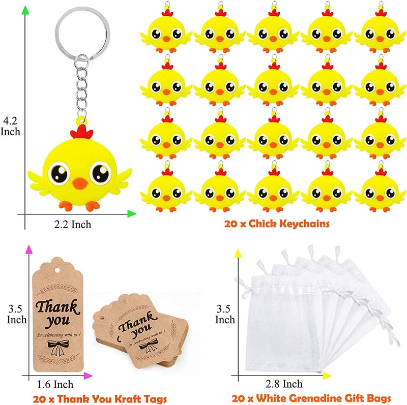 Cicibear 60 Pack Farm Animal Party Decorations for Guests, 20 Chicken Keychains, 20 Tags and 20 Gift Bags for Baby Shower, Kids Birthday Party Favor, School Carnival Rewards Home & Garden > Decor > Seasonal & Holiday Decorations CiciBear   