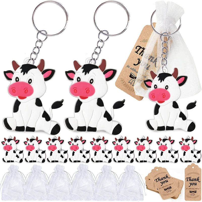Cicibear 60 Pack Farm Animal Party Decorations for Guests, 20 Chicken Keychains, 20 Tags and 20 Gift Bags for Baby Shower, Kids Birthday Party Favor, School Carnival Rewards Home & Garden > Decor > Seasonal & Holiday Decorations CiciBear White Cow  