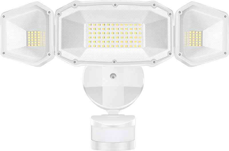 CINOTON Upgraded 50W LED Outdoor Security Lights with Motion Sensor, 6000LM Motion Security Light, 5500K LED Flood Light, IP65 Waterproof 3 Head Motion Detector Flood Light for Garage, Yard, Porch Home & Garden > Lighting > Flood & Spot Lights CINOTON White Motion Sensor White 