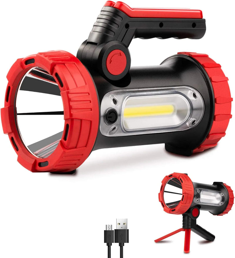 CLAKAP Rechargeable Spotlight, 6000Lumens LED Spotlight Flashlight 6 Modes Bright Handheld Large Flashlight with Tripod & Mobile Charger Waterproof Searchlight for Camping Outdoor Emergency as Gift Home & Garden > Lighting > Flood & Spot Lights N\A   