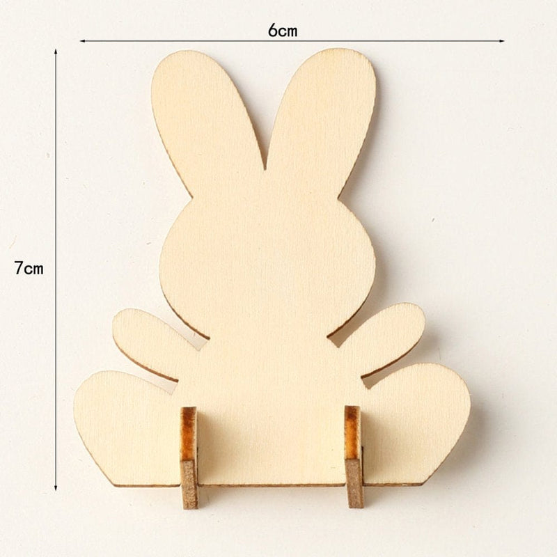 Clearance! Holloyiver Unfinished Wooden Easter Bunny 3D Rabbit Wooden Stand Ornament Cutouts Craft for DIY Painting Table Decoration Easter Birthday Gift 10Pack Home & Garden > Decor > Seasonal & Holiday Decorations Holloyiver   