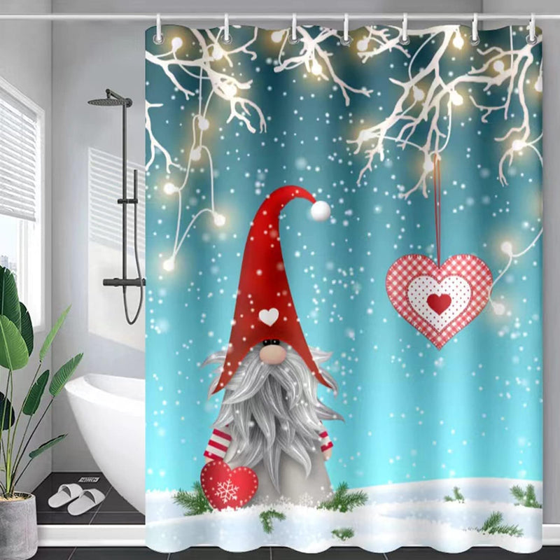 Cnayuep Christmas Shower Curtain, Cute Gnome Shower Curtain Set Shower Curtains for Bathroom, Waterproof Bathroom Shower Curtain Sets with Hooks for Gnome Christmas Decorations Bathroom Decor 72"X72" Home & Garden > Decor > Seasonal & Holiday Decorations Cnayuep   