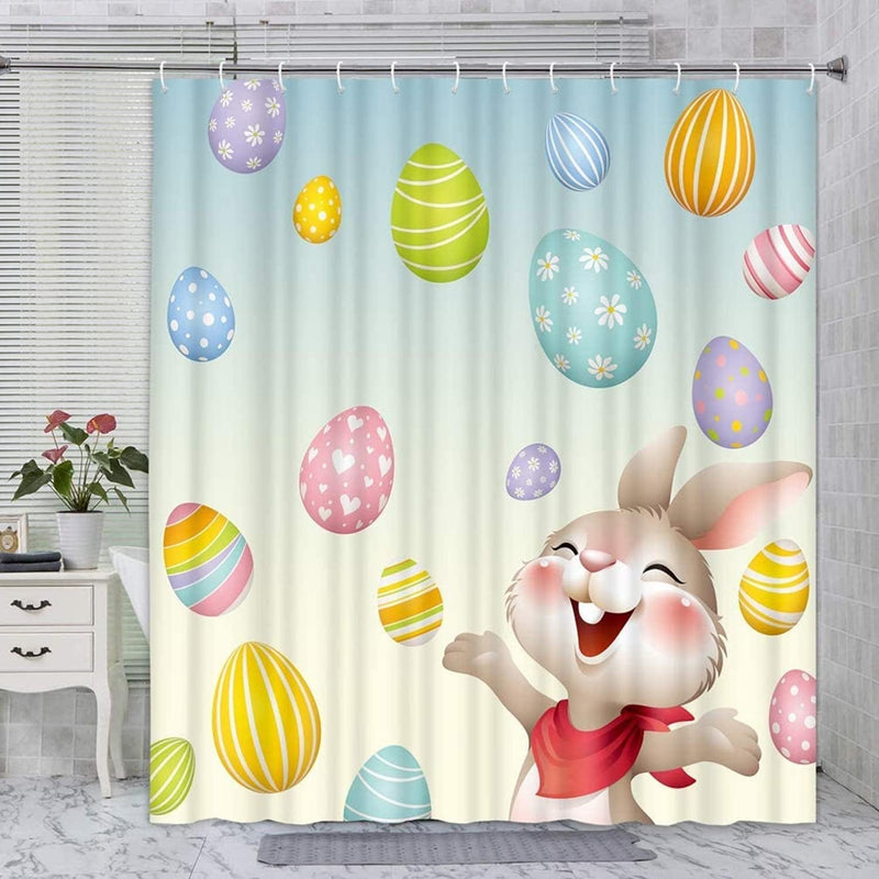 Cnayuep Easter Shower Curtain, Funny Shower Curtain Set Shower Curtains for Bathroom, Waterproof Bathroom Shower Curtain Sets with Hooks for Easter Decorations for the Home 72"X72"