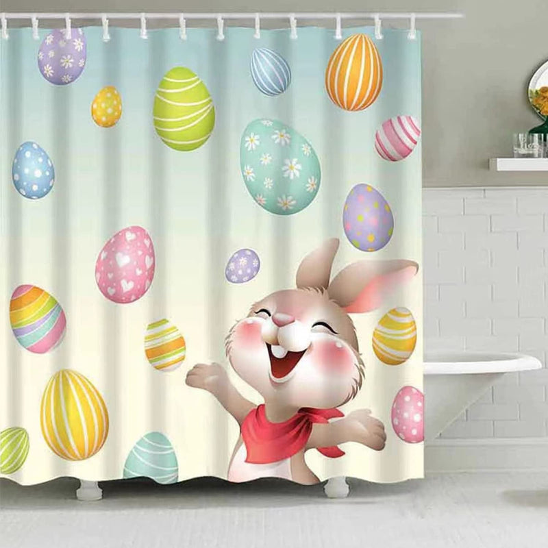 Cnayuep Easter Shower Curtain, Funny Shower Curtain Set Shower Curtains for Bathroom, Waterproof Bathroom Shower Curtain Sets with Hooks for Easter Decorations for the Home 72"X72"