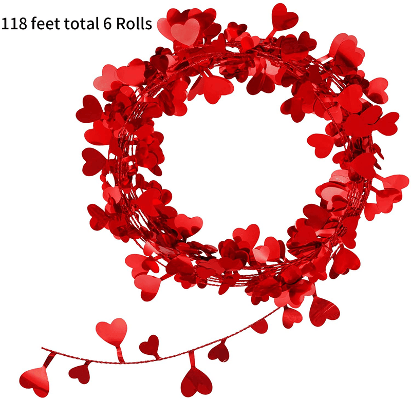Cnomg 118 Feet Valentine'S Day Heart Garlands Tinsel Heart Shape Wire Garland Tinsel Heart Wire Garland Valentine Wreath Decorations Party Favors Accessories for Valentine'S Day Wedding Home Arts & Entertainment > Party & Celebration > Party Supplies cnomg   