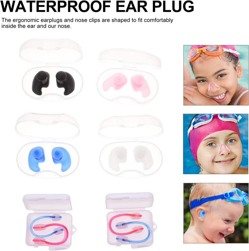 COHEALI Swimming Ear Plug 4 Sets Silicone Waterproof Swimming Nose Clips with Box Small Nose Clips Swim Earplugs for Swimming Bathing Surfing Sporting Goods > Outdoor Recreation > Boating & Water Sports > Swimming COHEALI   