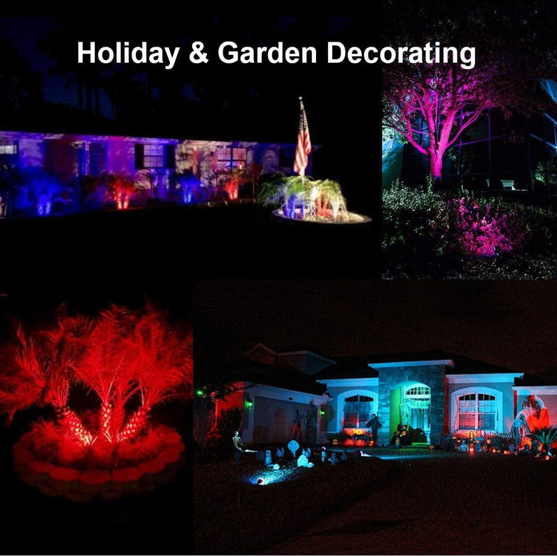 Color Changing LED Outdoor Landscape Spotlight Remote 10W RGB Waterproof Spot Light for Yard Tree Garden Halloween Christmas Lighting