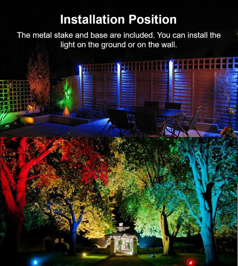 Color Changing LED Outdoor Landscape Spotlight Remote 10W RGB Waterproof Spot Light for Yard Tree Garden Halloween Christmas Lighting Home & Garden > Lighting > Flood & Spot Lights TOVEENEN   