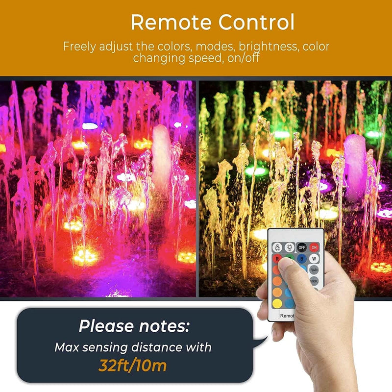 Color Changing Pond Lights, LED Underwater Fountain Lights Pond Lights IP68 Waterproof Submersible Spotlights Multi-Color Dimmable Memory Adjustable, Set of 6 Home & Garden > Pool & Spa > Pool & Spa Accessories SHOYO   