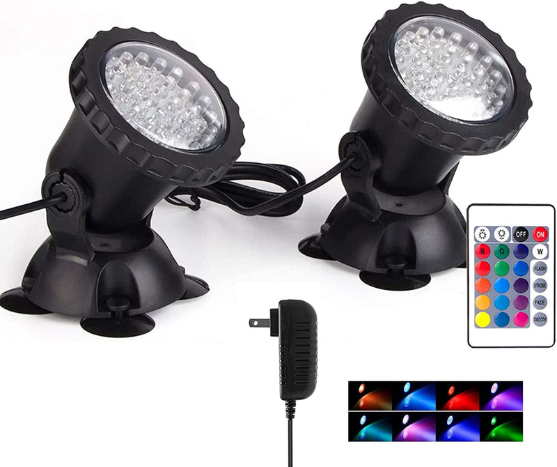 Color Changing Pond Lights, LED Underwater Fountain Lights Pond Lights IP68 Waterproof Submersible Spotlights Multi-Color Dimmable Memory Adjustable, Set of 6 Home & Garden > Pool & Spa > Pool & Spa Accessories SHOYO 2 in Set  
